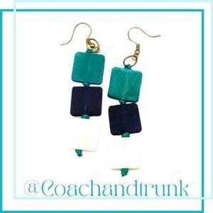 ARTISAN Blue Green White Hand Dyed Earrings Matching Necklace Available